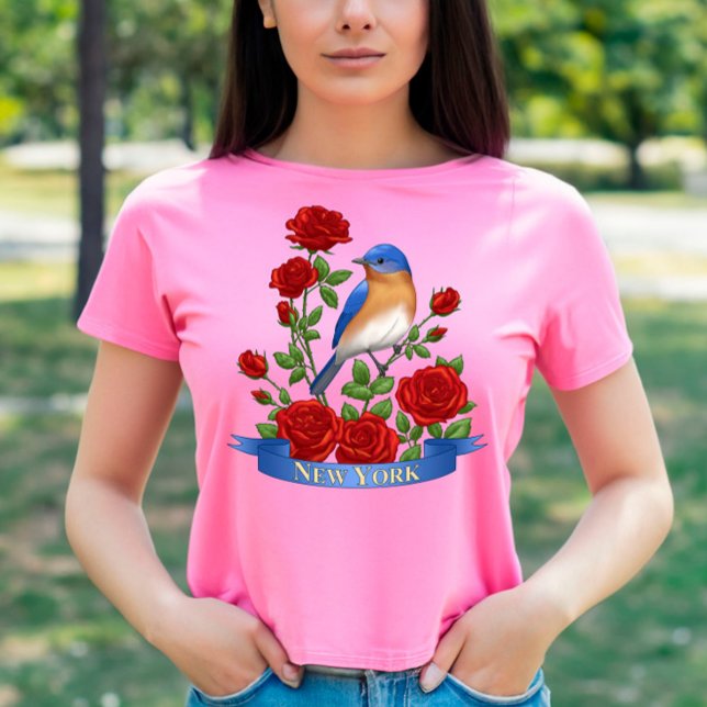 T-shirt Oiseau et fleurs de l'État de New York (Créateur téléchargé)