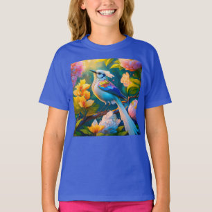 T-shirt Oiseau Fantastique Geai à Ailes Arc-en-ciel