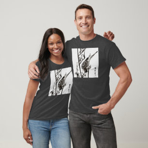 T-shirt Oiseau japonais sur une branche - noir et blanc