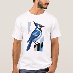T-shirt Oiseau Jay bleu géométrique