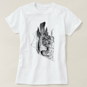 T-shirt Oiseau mort noir et blanc