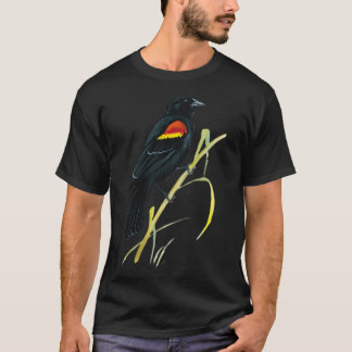 T-shirt Oiseau noir à ailes rouges