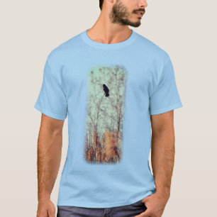 T-shirt Oiseau noir à ailes rouges solitaires 
