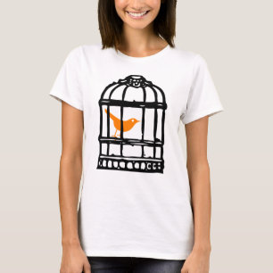 T-shirt Oiseau orange dans la cage, Chambre d'oiseau, cage