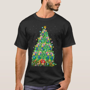 T-shirt Oiseau Paon Lumières de Noël Santa Paon Noël