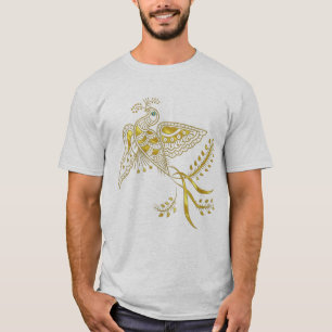 T-shirt Oiseau Phoenix Abstrait Dans Les Tons Or