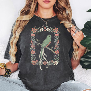 T-shirt Oiseau Quetzal Rectangle Floral