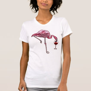 T-shirt Oiseau qui boit du vin Flamingo