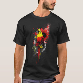 T-shirt Oiseau rouge sur fleurs