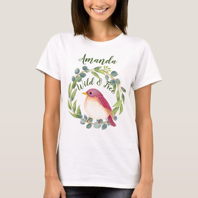 T-shirt Oiseau sauvage et chanteur gratuit (Devant)