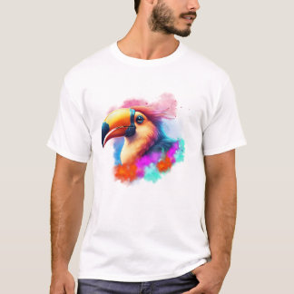 T-shirt Oiseau Toucan en crête Cheveux colorés
