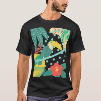 T-shirt Oiseau Toucan Tropical Mignonne Palm Feutre Nature