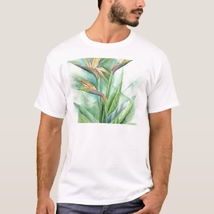 T-shirt Oiseau tropical de fleur de la peinture de paradis