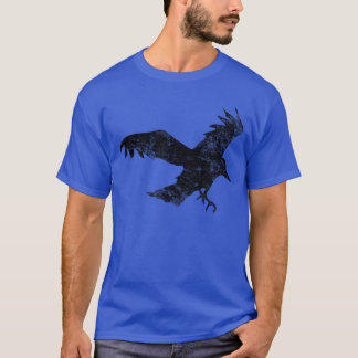 T-shirt Oiseau volant de Corbeau noir en détresse