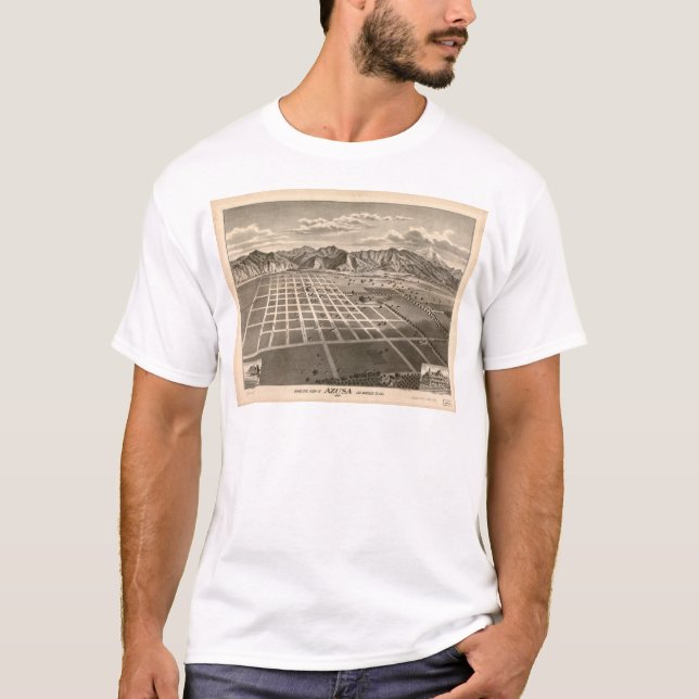 T-shirt Oiseau's Eye View of Azusa, Californie (1887) (Devant)