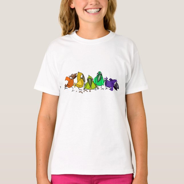 T-shirt Oiseaux amusants colorés - Peinture - Amusants (Devant)