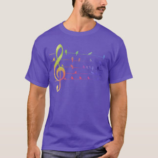 T-shirt Oiseaux colorés Notes musicales Famille de musicea