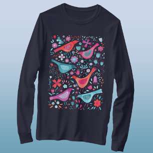 T-shirt Oiseaux d'aquarelle dans un jardin Boho