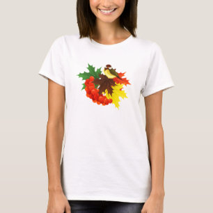T-shirt Oiseaux d'automne, Feuilles et baies