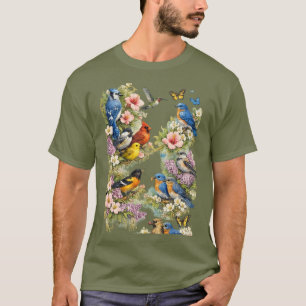 T-shirt Oiseaux de jardin vintage graphique floral inspiré