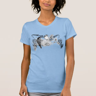 T-shirt Oiseaux de l'amour vintage Pic rustique Mariage