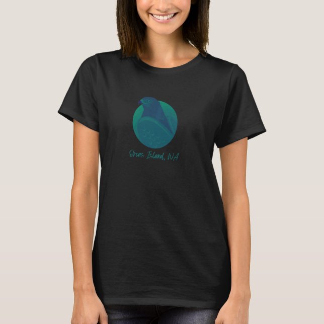 T-shirt Oiseaux de l'île Wa Osprey Sea Green Raptor Oiseau (Devant)