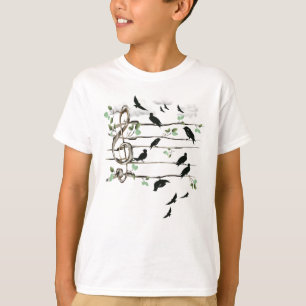 T-shirt Oiseaux de note musicale - noir