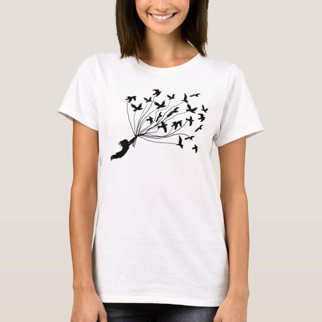 T-shirt Oiseaux de vol sur la chemise de ficelles (Devant)