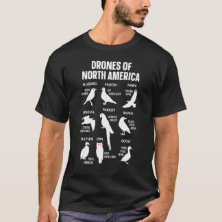 T-shirt Oiseaux Drones De L'Amérique Du Nord Guide De Terr
