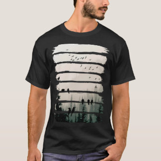 T-shirt Oiseaux Observant Les Oiseaux Au Coucher Du Soleil