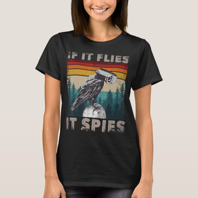 T-shirt Oiseaux pas vrai Merch Bird meme CCTV S'il vole (Devant)