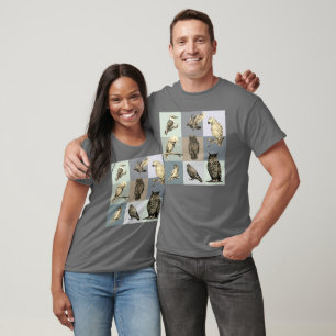 T-shirt OISEAUX, perroquets, hibou, pigeons, kookaburra