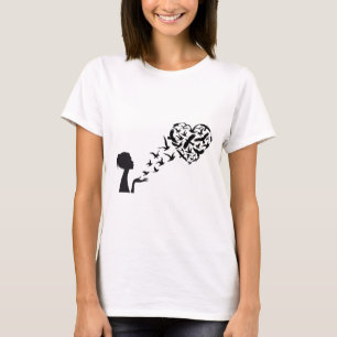 T-shirt Oiseaux volants en forme de coeur