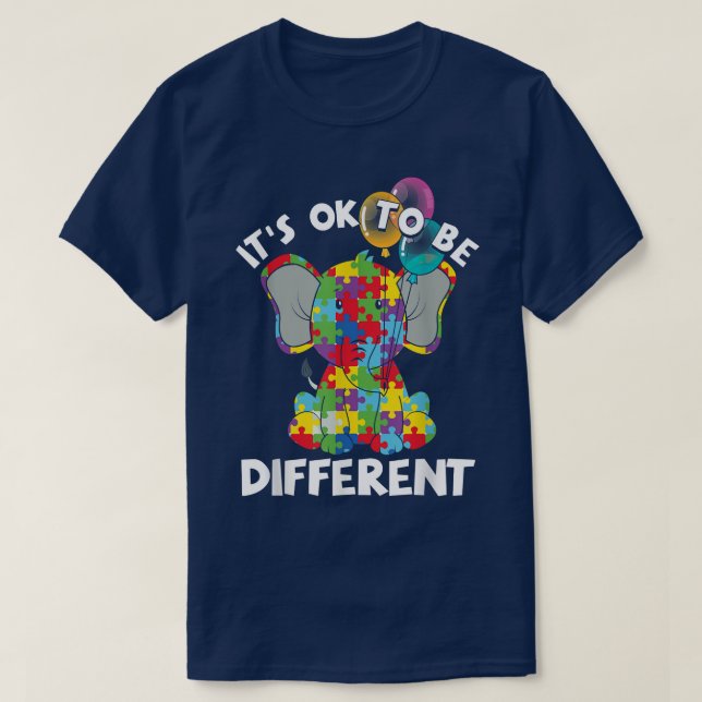 T-shirt Ok Être Différents Eléphants Autistes Balloons Aut (Design devant)
