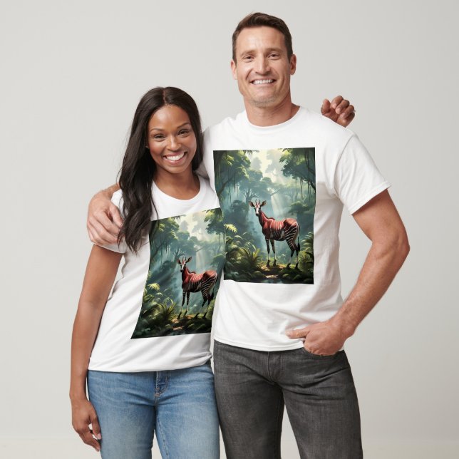 T-shirt Okapi Dans La Forêt Pluviale (Zebra Giraffe), (Unisexe)