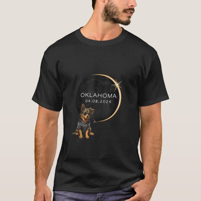 T-shirt OKLAHOMA Total Solaire Eclipse 2024 Drôle Chien Gl (Devant)