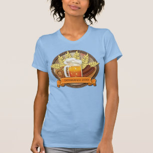 T-shirt Oktoberfest Bière Saucage Pretzel Logo, muet