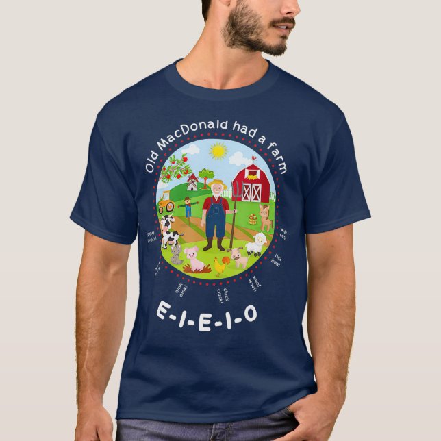 T-shirt Old MacDonald avait une ferme Anglais Nursery Rhym (Devant)