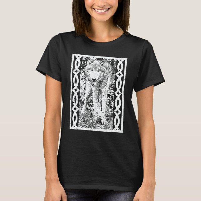 T-shirt Old Norse Mythology Fenrir Fame Wolf Ancient Monst (Devant)