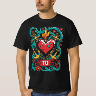 T-shirt Old School Heart Ancre tatouage Tee de tatouage