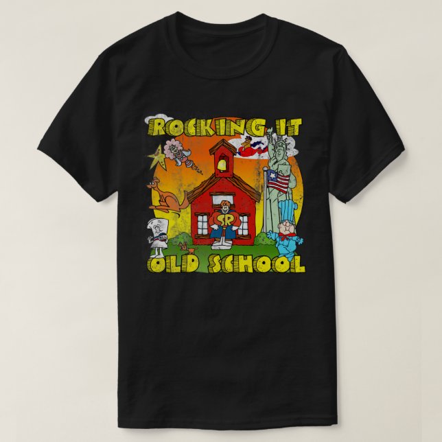 T-shirt Old School Rock en détresse non en détresse égalem (Design devant)
