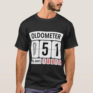 T-shirt Oldomètre 51 Funny 51e anniversaire Noir Vieux