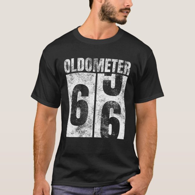 T-shirt Oldomètre 65-66 Ans Vieux Homme Femme Anniversaire (Devant)