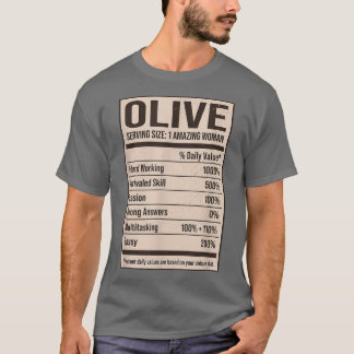 T-shirt Olive Nutrition Facts Nom Pseudo Alias Titre Fr