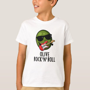 T-shirt Olive Rock Et Roll Funky Rocker Olive Pun