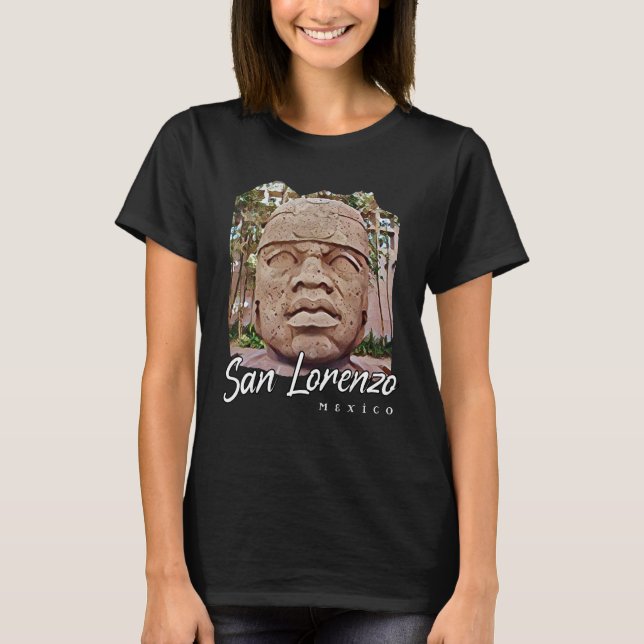 T-shirt Olmec Colossal Tête Peinture Statues géantes Mexiq (Devant)