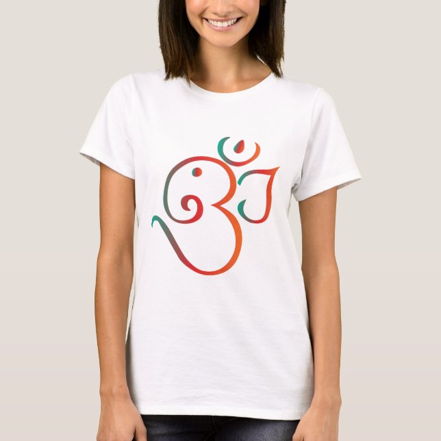 T-shirt OM-ganpati-vert-orange (Devant)