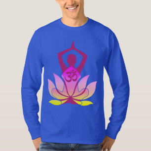 T-shirt OM Namaste Spirituelle Lotus Flower Yoga on Blue