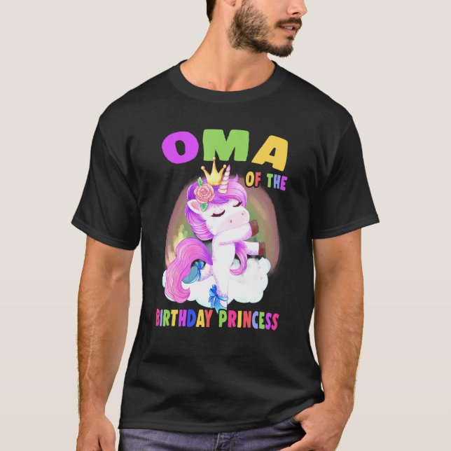 T-shirt Oma De L'Anniversaire Princesse Unicorn Girl (Devant)