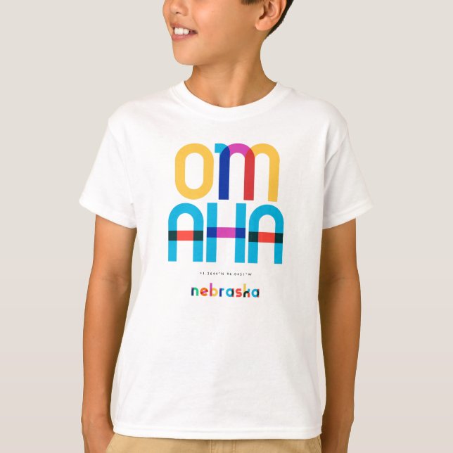 T-shirt Omaha Nebraska Mid Century, Pop Art, (Devant)